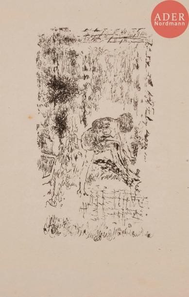 Pierre BONNARD
 Femme à sa toilette. Autographie. 226 x 125. Roger-Marx, Bouvet non décrit. Parfaite épreuve sur vergé. Quelques rares rousseurs. Toutes marges non ébarbées à droite.