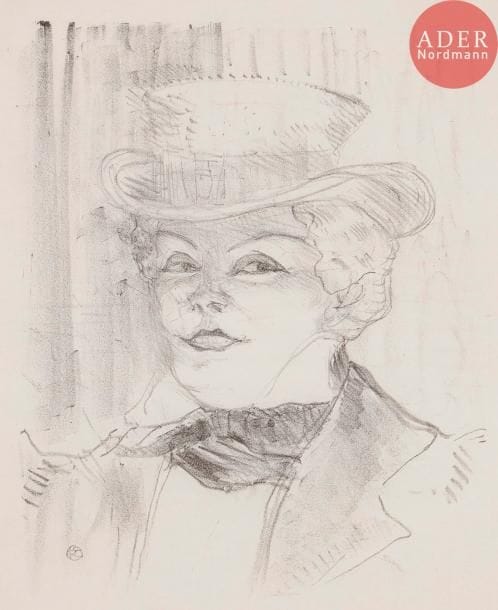 Henri de TOULOUSE-LAUTREC
Madame Réjane. 1898. Lithographie. 294 x 242. Delteil 266 ; Wittrock 266. Très belle et fraîche épreuve tirée en noir sur japon vergé mince, du tirage de 1936 à 75 épreuves effectué pour les Leicester Galleries. Fin trait d’encre au bord gauche du feuillet. Toutes marges.