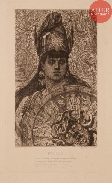 Félicien ROPS
 Pallas ; Ma Tante Johanna ; Jean Brouette ; Mon Bourgmestre ; Le Cochon truffier (2 épr.). Eau-forte. Formats divers. Exsteens 220, 239, 246, 248, 557. Très belles épreuves sur différents papiers. Légères traces d’oxydation, rousseurs claires et infimes accidents aux bords du feuillet à certaines pl. Toutes marges. Timbre de la collection E. D. Forgues (Lugt743a) à une pl. Ens. 6 p.
