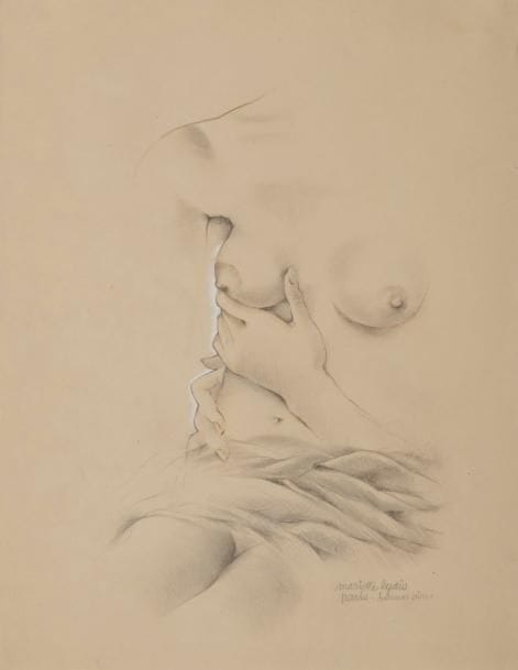 [LYDIS (Mariette) - TOUSSAINT (Franz).
Le Jardin des caresses.
Paris : Germaine Raoult, 1954. — In-4, 325 x 250 : (2 ff. blancs), 149 pp., (7 ff. 2 derniers blancs), couverture imprimée. En feuilles, couverture rempliée, chemise et étui d’édition.
Édition tirée à 350 exemplaires sur vélin de Rives plus quelques exemplaires hors commerce, illustrée de 18 gravures originales à pleine page de Mariette LYDIS (1890-1970).
Un des 19 premiers exemplaires enrichis d’une suite en noir sur Auvergne, d’une suite en bistre sur Rives, d’une planche refusée en deux états, du tirage sur soie du frontispice, d’un cuivre encré et d’un dessin original.
Exemplaire parfaitement conservé.