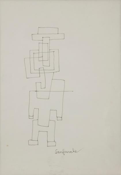 Jean-Joseph SANFOURCHE (1929-2010)
Personnage
Encre.
Signée en bas à droite.
29 x 20 cm

Commentaire : 
Nous remercions Monsieur Jean-Luc Thuillier d’avoir confirmé l’authenticité de cette œuvre.