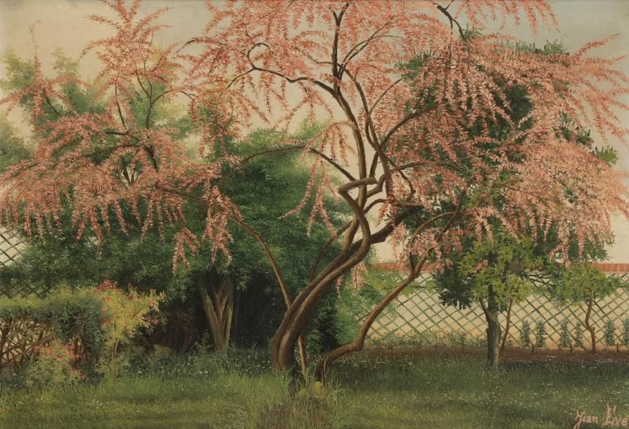 Jean EVE (1900-1968)
Le Tamaris rose,1937
Huile sur toile.
Signée et datée en bas à droite.
Signée, datée, titrée et située sur le châssis.
38 x 55 cm