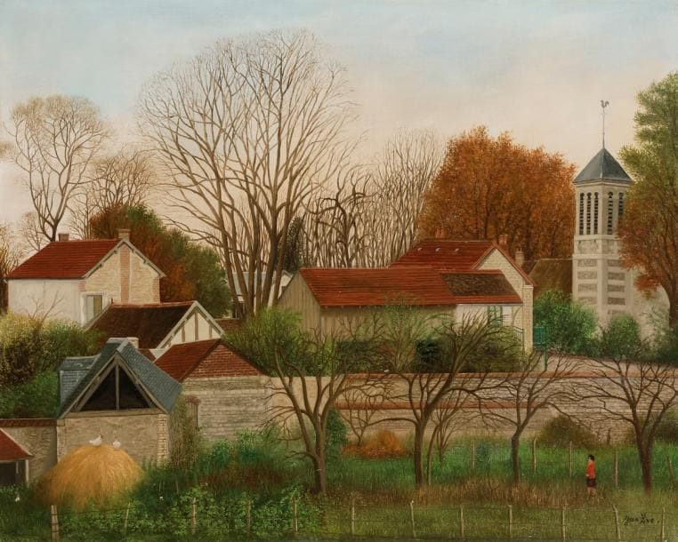 Jean EVE (1900-1968)
L’automne à Sainte-Geneviève -les-Gasgny, 1953
Huile sur toile.
Signée en bas à droite.
Signée, datée, titrée et numérotée au dos.
50 x 65 cm

Provenance : 
Vente de l’atelier , Chayette-Cheval, Hôtel Drouot, Paris, 11 juin 2012 (timbre au dos).