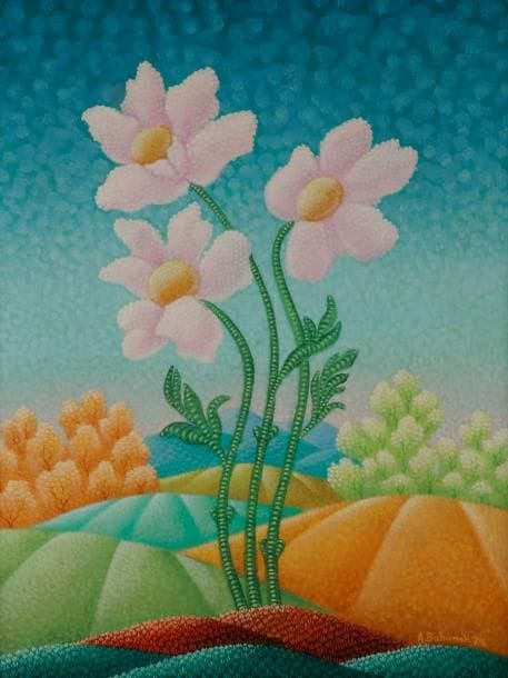 Antun BAHUNEK (1912-1985)
Fleurs, 1974
Huile sur toile.
Signée et datée en bas à droite.
73 x 54 cm