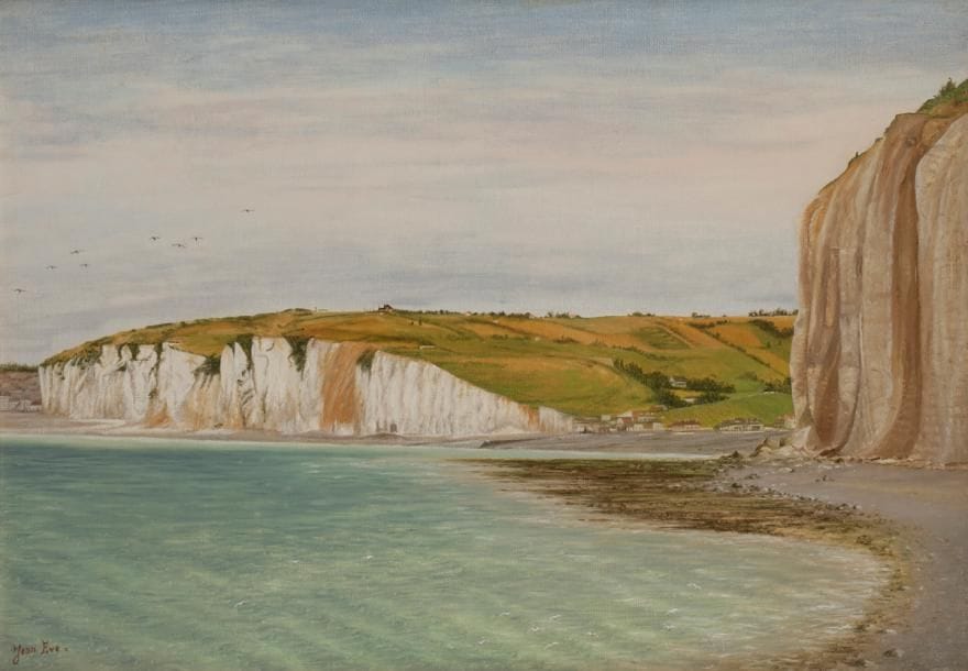Jean EVE (1900-1968)
Falaises à Varangeville, 1957
Huile sur toile.
Signée en bas à gauche.
Signée, datée, titrée et numérotée au dos.
46 x 65 cm

Provenance : 
Vente de l’atelier , Chayette-Cheval, Hôtel Drouot, Paris, 11 juin 2012 (timbre au dos).