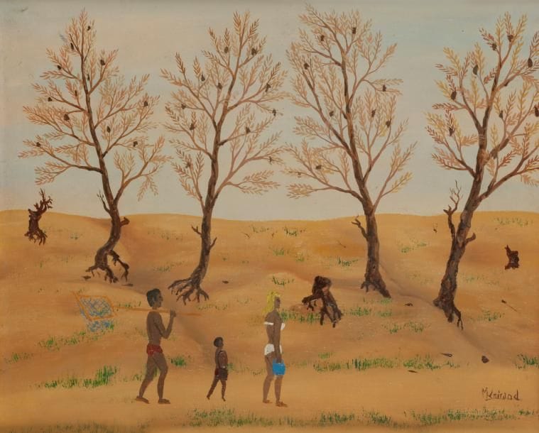 Maurice LOIRAND (1922-2008)
Famille dans un paysage
Huile sur toile.
Signée en bas à droite.
22 x 27 cm