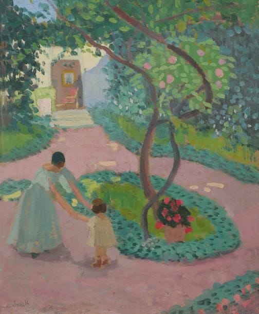 Francis SMITH (1881-1961)
Femme et enfant au jardin
Huile sur carton.
Signée en bas à gauche.
46 x 37.5 cm