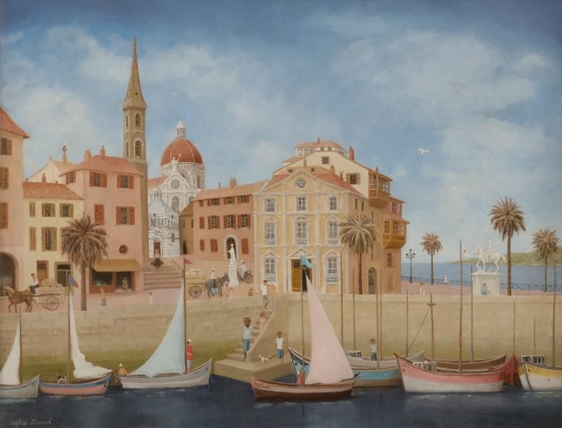 Sophie STROUVÉ (née en 1922)
Italie, port animé
Huile sur toile.
Signée en bas à gauche.
(Restauration).
50 x 65 cm