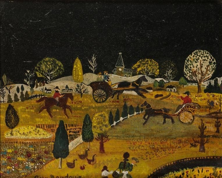 Anne BAUDOIN (XXe siècle)
Paysage nocturne animé
Huile sur isorel.
Signée en bas à gauche.
22 x 27 cm