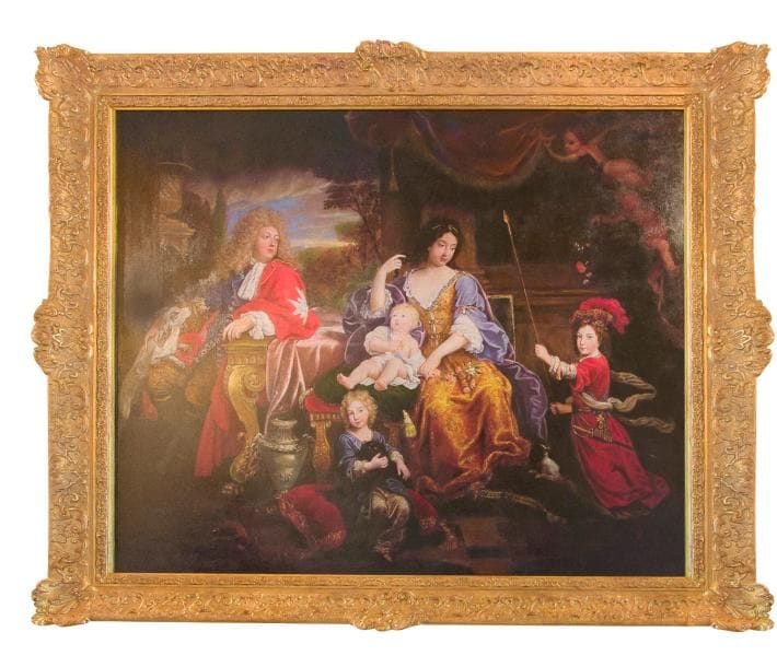 D’après Pierre MIGNARD
La Famille du Grand Dauphin
Cadre de style Louis XV
Dimensions intérieures : 117 x 154 cm, dimensions totales : 142 x 180 cm
Procédé Troubetzkoy
Cadre de la Maison R.G.