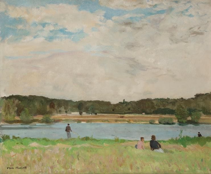 Willem VAN HASSELT (1882-1963)
Bord de Seine animé
Huile sur toile.
Signée en bas à gauche.
54 x 65 cm