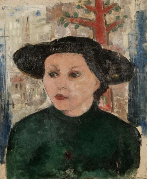 Herta HAUSMAN (1916-?)
Femme au chapeau
Huile sur toile.
Signée en bas à droite.
(Petits manques et restaurations).
65 x 54 cm
Provenance : 
Vente de l’atelier, Paris, 27 novembre 1998 (cachet sur le châssis).