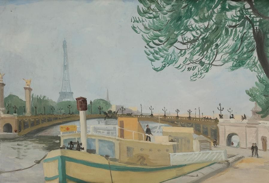 François LANOS (XXe siècle)
Paris, le pont Georges V et la Tour Eiffel
Huile sur toile.
Signée en bas à gauche.
38 x 55 cm