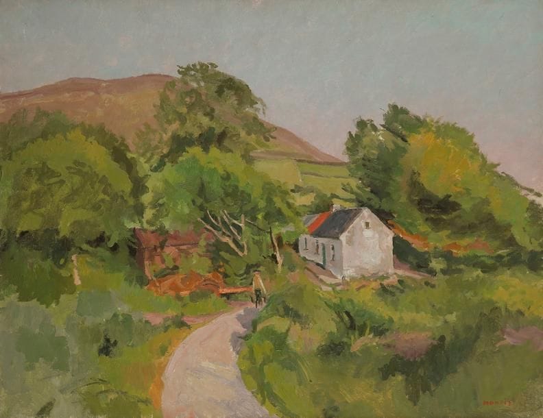 Guy MONTIS (1918-1976)
Maison en pays irlandais, 1970
Huile sur toile.
Signée en bas à droite.
Titrée et datée au dos.
50 x 65 cm
