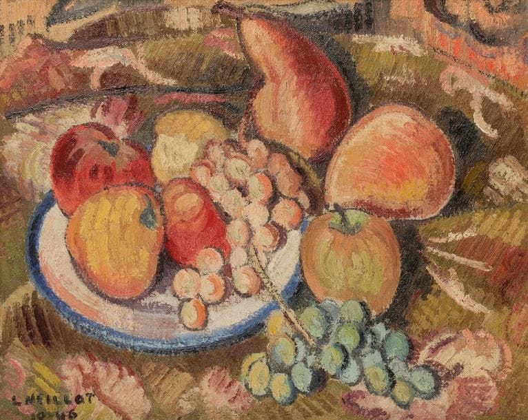 Louis NEILLOT (1898-1973)
Nature morte aux fruits, 1946
Huile sur toile.
Signée et datée en bas à gauche.
33 x 41 cm