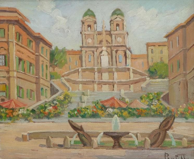 PRATELLA [italien] (XIXe-XXe siècle)
Église en Italie
Huile sur panneau.
Signée en bas à droite.
38 x 46 cm