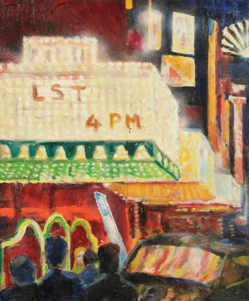 Pierre SICARD (1900-1985)
Cinémas Times Square, New York
Huile sur toile.
Signée en haut à gauche.
Titrée au dos.
65 x 54 cm