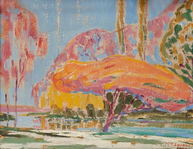 Maurice SOUDAN (1878-1948)
Paysage au pin parasol, 1917
Huile sur toile.
Signée et datée en bas à droite.
22 x 27 cm
