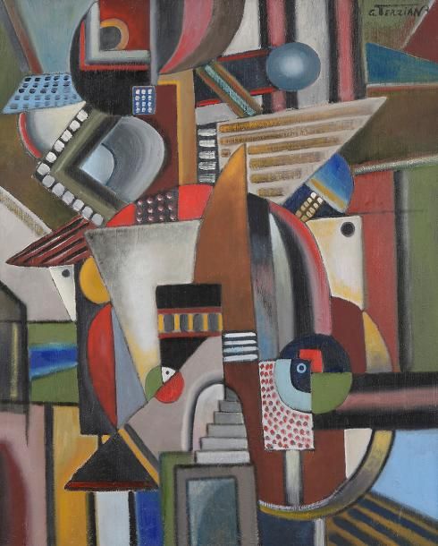 Georges TERZIAN (né en 1939)
Les Marches, 2002
Huile sur toile.
Signée en haut à droite.
Signée, datée et titrée au dos.
73 x 60 cm