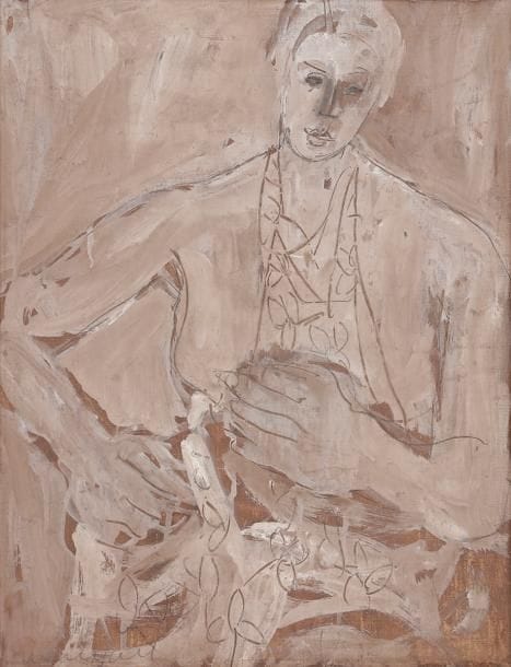 Joachim WEINGART (1895-1942)
Femme accoudée
Gouache sur papier marouflé sur toile.
Signée en bas à gauche.
(Déchirures).
55.5 x 43 cm