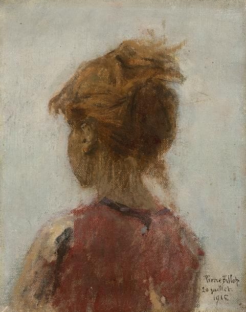 Pierre BILLET (1837-1922)
Jeune fille de dos - Jeune fille à sa couture, vers 1915
2 huiles sur toile ou panneau.
Signées et l’une datée.
24 x 19 cm et 22 x 16 cm