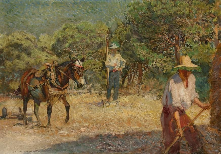 Louis DENIS-VALVÉRANE (1870-1943)
Travaux des champs
Huile sur toile.
Signée en bas à gauche.
(Petites restaurations).
38 x 55 cm