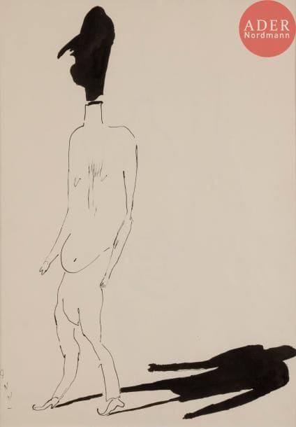 Ardeshir MOHASSESS [iranien] (1938-2008)
Homme et son ombre
Encre de Chine.
Monogrammée en bas à gauche.
47 x 32 cm