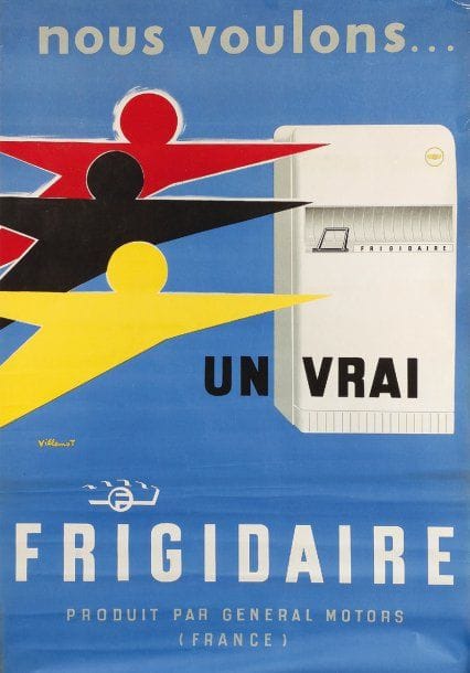 Bernard VILLEMOT
Nous voulons faire un vrai frigidaire. Non entoilée. Bon état (déchirures). 116 x 78 cm.