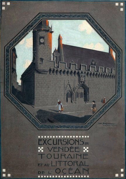 Géo DORIVAL
Excursions en Vendée Tourraine et au littoral de l'océan. Gouache sur papier entoilée. Signée et datée 1910 au milieu à droite. Représente La Rochelle. Entoilée. Assez bon état. 975 x 685 cm.