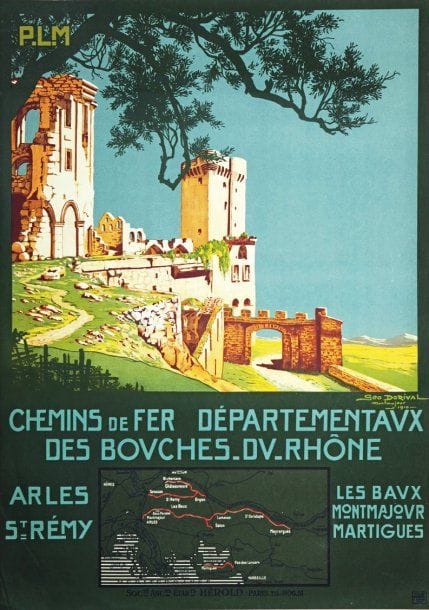 Géo DORIVAL
Chemins de fer départementaux des Bouches du Rhone - Montmajour. Signée et datée 1910 en bas à droite. Entoilée. Bon état. 105 x 75 cm. Bibliographie : catalogue raisonné n°13.