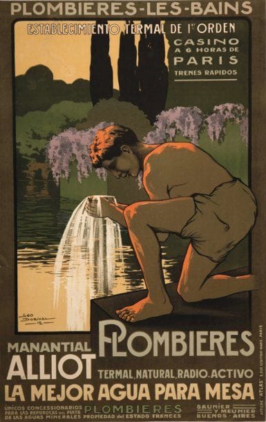 Géo DORIVAL
Plombieres la mejor agua para mesa. Signée et datée 1912 en bas à droite. Entoilée. Bon état (déchirure). 120 x 76 cm. Bibliographie : catalogue raisonné n°39.
