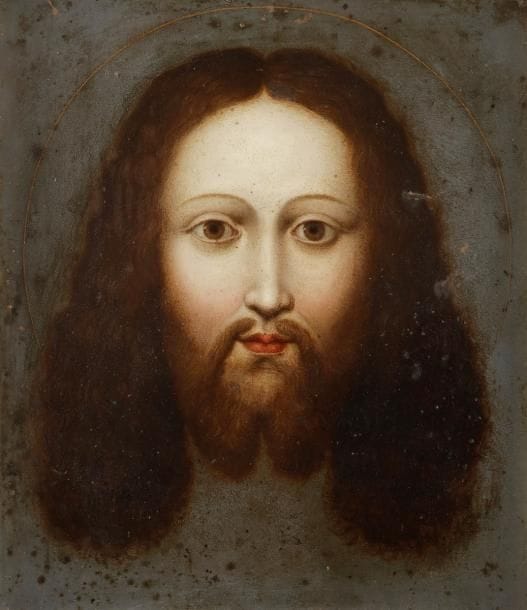 Attribué à Paulus DU BOYS 
(actif entre 1637 et 1651)
Sainte Face
Cuivre
27 x 23 cm
Restaurations anciennes et petits accidents