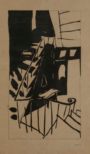 Jean Pougny (1892-1956)
2 pl. (d’une suite de 10) pour l’album Pougny / Dix linogravures originales / 1914-1920 / L’Atelier poème de Jacques Prévert. Paris, Au Vent d’Arles, 1964. Gravure sur linoléum. Chaque [315 x 440]. Très belles épreuves sur vergé havane satiné, d’après les maquettes originales de l’artiste par Cardin et Bogratchew, timbrées. Toutes marges. Tirage à 195 épreuves. Cadres. 
