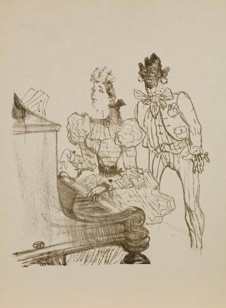 Henri de Toulouse-Lautrec (1864-1901)
Zamboula Polka. 1900. Lithographie. 210 x 217. Delteil 334 ; Wittrock 333. Parfaite épreuve sur simili-japon [328 x 250], du second tirage effectué après 1901, en noir bistré, sans le texte. Toutes marges. 