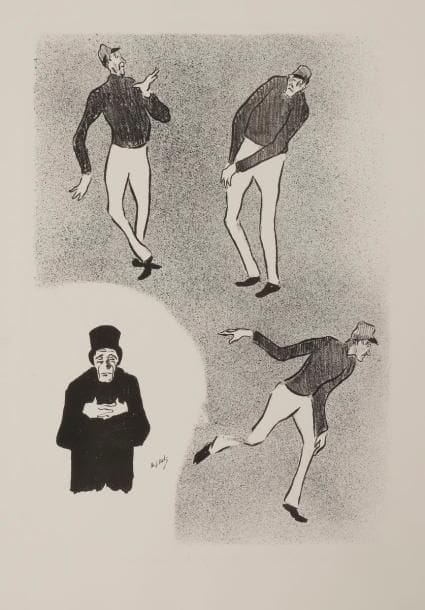 Henri de Toulouse-Lautrec (1864-1901) et Henri-Gabriel Ibels (1867-1936)
Le Café Concert. 1893. Lithographie. Format de l’album 330 x 440. Delteil 28 à 38 ; Wittrock 18 à 28. Suite complète des 22 planches : 11 pl. par Toulouse-Lautrec et 11 par Ibels, dont une sur le premier plat de la couverture. Texte de G. Montorgueil, non coupé. Exemplaire sur vélin, très frais. Petites rousseurs et taches claires à la couverture. Fins plis cassés dans certains angles inférieurs de feuillets (notamment dans l’angle inférieur gauche de Ducarre aux Ambassadeurs, Wittrock 26). Minuscules accidents aux bords du feuillet. Toutes marges. Publication de L’Estampe originale. Tirage à 500 exemplaires (outre 50 sur japon).