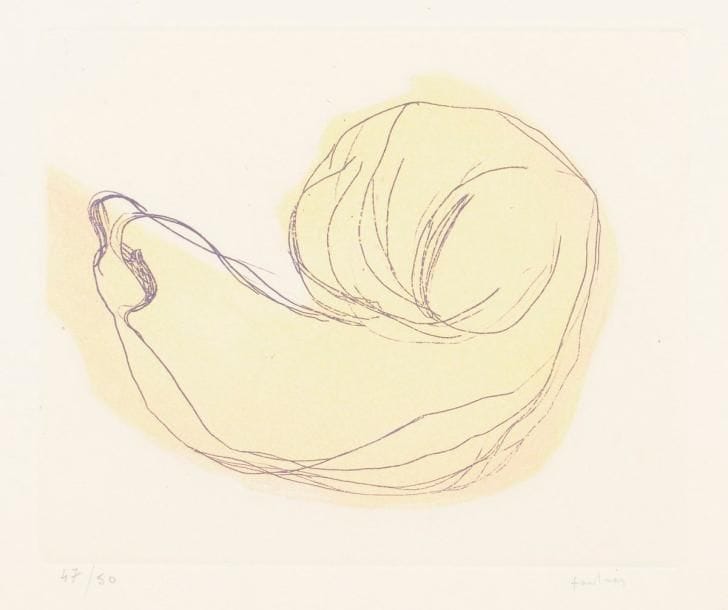 Jean Fautrier (1898-1964)
Petite. 1947. Eau-forte et aquatinte. 178 x 147. Impression en couleurs. Mason 257-II. Parfaite épreuve du tirage Couturier à 50 épreuves, sur vélin crème, numérotée et signée au crayon. Toutes marges. 