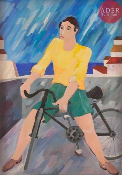 Alain JOFRE (XXe siècle)Le Rêve bleuHuile sur toile.(Accident).125 x 88 cm