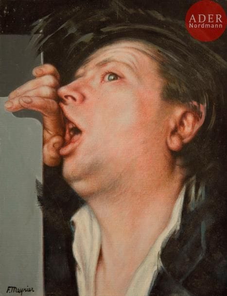 Francis MEYRIER (XXe)Autoportrait, 1988Huile sur toile.Signée en bas à gauche.35 x 27 cm