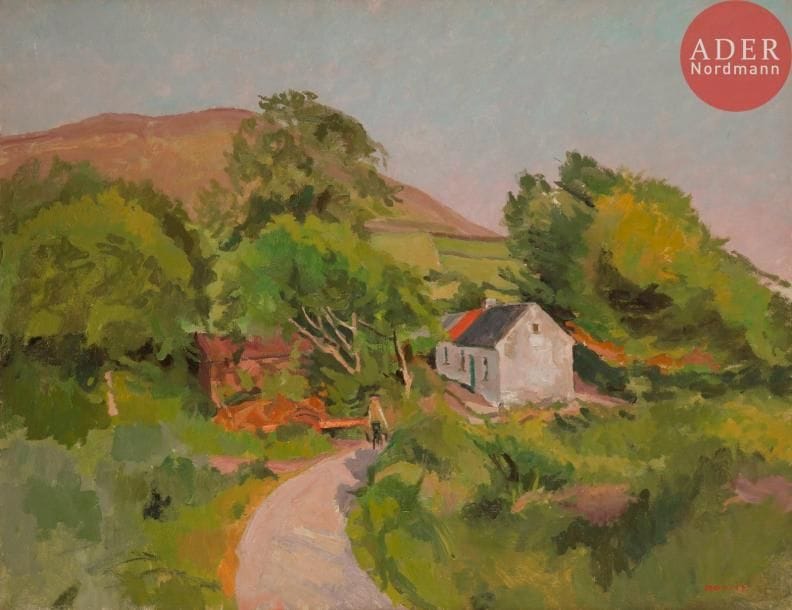 Guy MONTIS (1918-1976)Maison en pays irlandais, 1970Huile sur toile.Signée en bas à droite.Titrée et datée au dos.50 x 65 cm