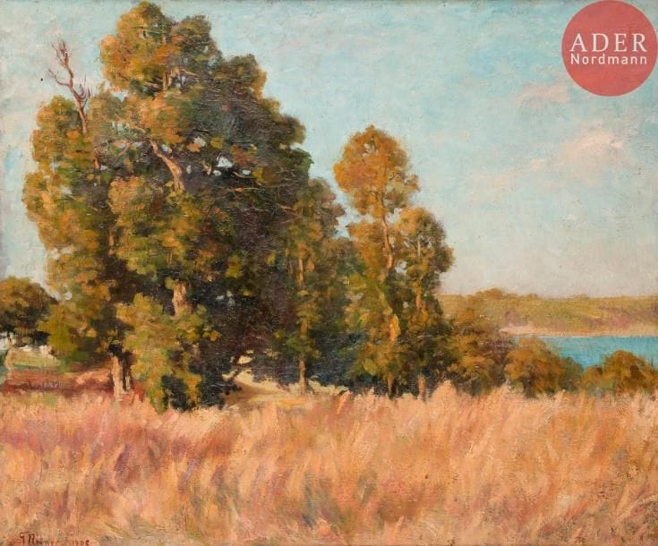 G. REINER (XIXe-XXe siècle)Paysage, 1908Huile sur toile.Signée et datée en bas à gauche.50 x 60 cm