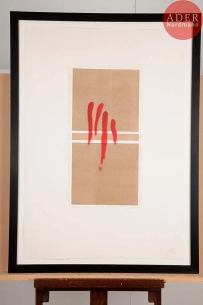 Antoni TAPIES (1923-2012)Quatre barres rouges, 1972Eau-forte et aquatinte.Signée au crayon et justifiée " H.C ".56.5 x 30 cm