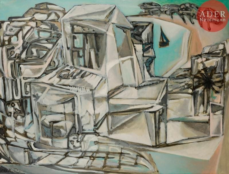 Georges-Henri PESCADÈRE (1915-2003)

Village en bord de mer, 1961
Huile sur toile.
Signée et datée en bas à gauche.
Monogrammée et datée au dos.
89 x 116 cm