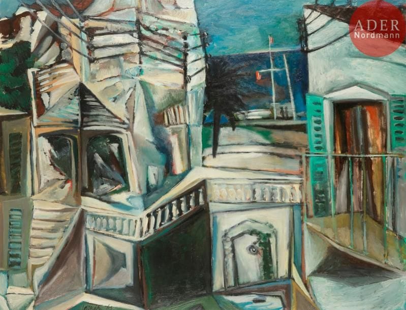 Georges-Henri PESCADÈRE (1915-2003)

Village en bord de mer, 1961
Huile sur toile.
Signée et datée en bas à droite.
Monogrammée au dos.
89 x 116 cm
