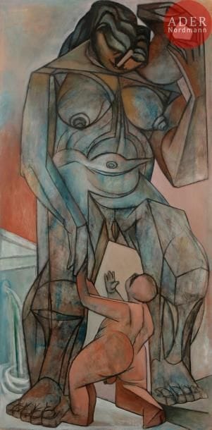 Georges-Henri PESCADÈRE (1915-2003)

Femme et son enfant à la fontaine, 1980
Huile sur panneau.
Monogrammée et datée au dos.
150 x 75 cm