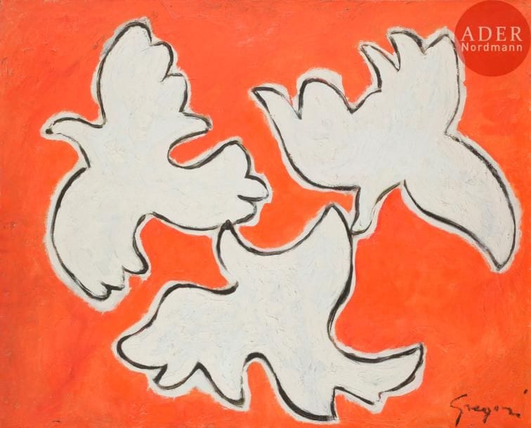 Gino GREGORI (1906-1973)
Colombes
Huile sur toile.
Signée en bas à droite.
65 x 81 cm