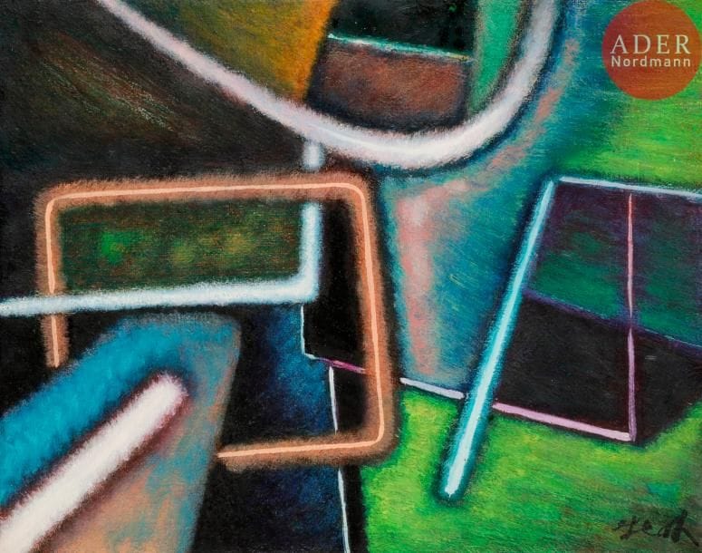 Katsu ITOH (XX-XXIe siècle)
Composition, 1982
Huile sur toile.
Signée en bas à droite.
Signée et datée au dos.
22 x 27 cm