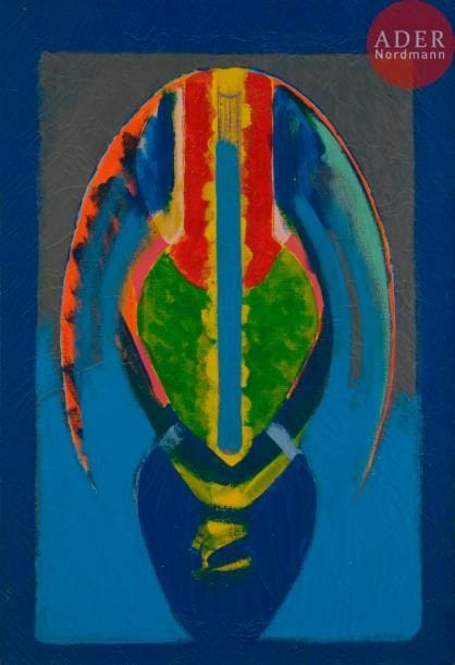 Claude BELLEGARDE (né en 1927)
Le Vorace, 1970
Huile sur toile.
Signée en bas à droite.
Signée, datée et titrée au dos.
(Craquelures).
73 x 50 cm
