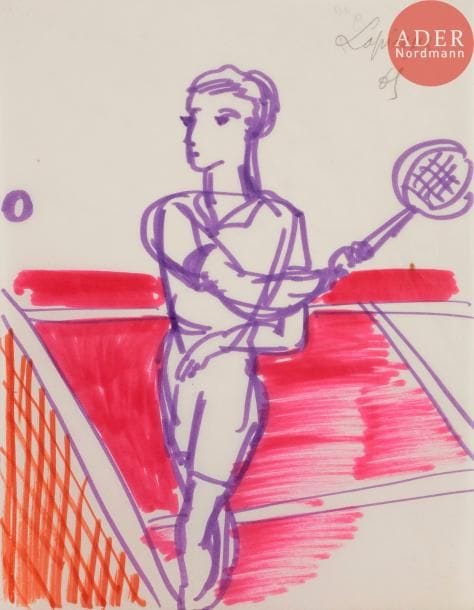 Charles LAPICQUE (1898-1988)
Tennis, 1961
Feutre.
Signé et daté en haut à droite.
27 x 21 cm