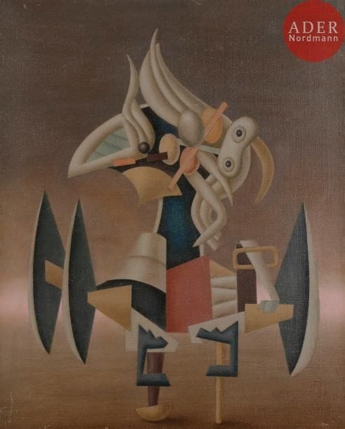 Pierre-Jean DE MARIA (1896-1984)
L'Oiseau bleu
Huile sur toile.
Signée et titrée au dos.
81 x 65 cm