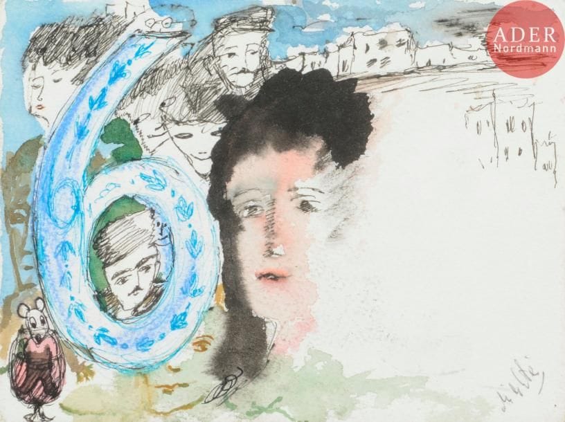 Zvy MILSHTEIN (né en 1934)
Visages au chiffre 6
Encre et aquarelle.
Signée en bas à droite.
15 x 20 cm
